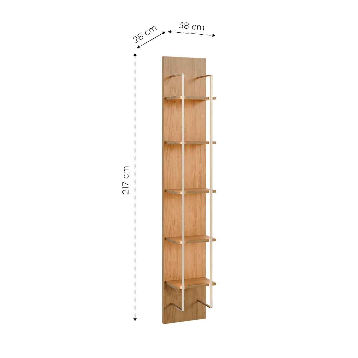 Rack com Painel para TV até 85" 11 Prateleiras e LED Lincoln Float 291cm – Carvalho c/ Champanhe