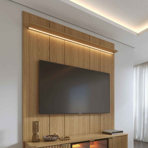 Painel para TV Até 85” com Prateleira e LED Neon Float 178 cm