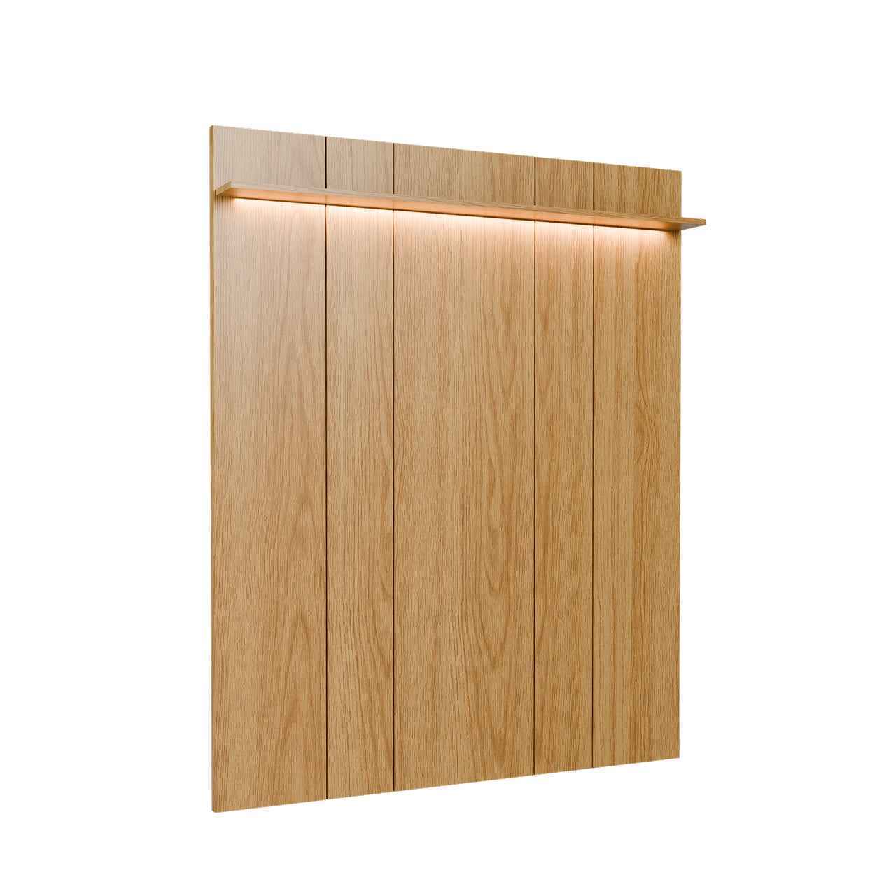 Rack com Painel para TV até 85" 11 Prateleiras e LED Neon Float 254cm – Carvalho c/ Champanhe