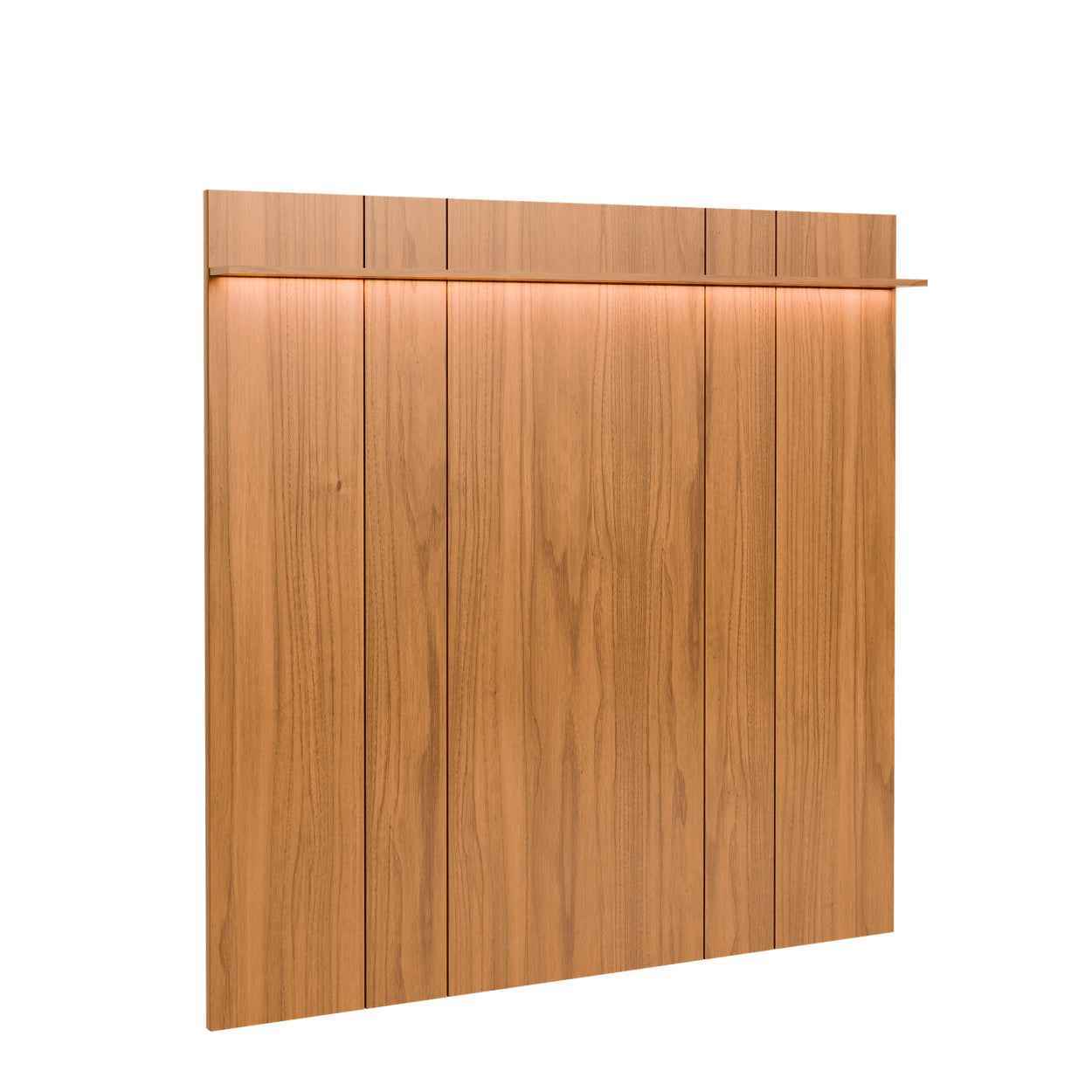 Rack com Painel para TV até 85" 2 Cristaleiras Vidro Reflecta e LED Lincoln Float 291cm – Canella c/ Champanhe
