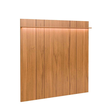 Rack com Painel para TV até 85" 2 Cristaleiras Vidro Reflecta e LED Lincoln Float 291cm – Canella c/ Champanhe