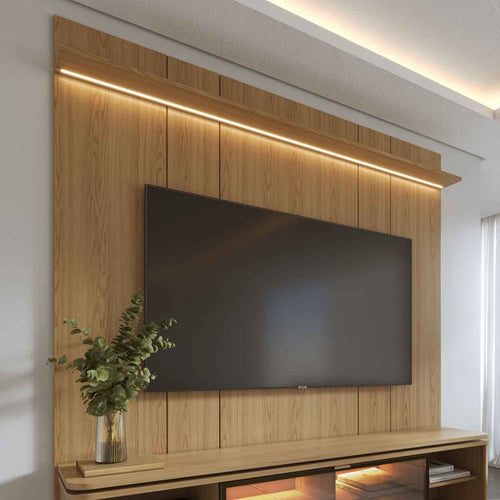 Painel para TV Até 85” com Prateleira e LED Neon Float 215 cm