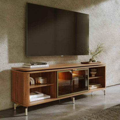 Rack para TV Até 85” 1 Porta com Vidro Reflecta e LED Lincoln Float 169 cm