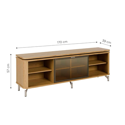 Rack para TV Até 85” 1 Porta com Vidro Reflecta e LED Lincoln Float 169 cm