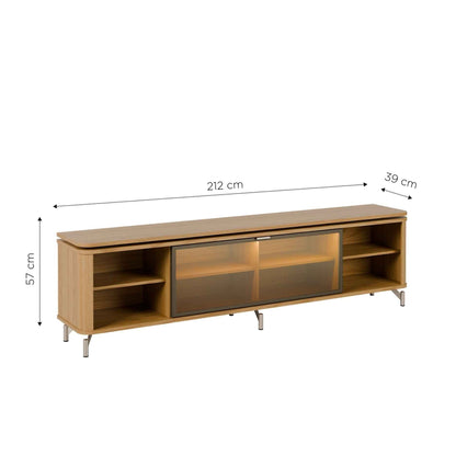 Rack para TV Até 85” 1 Porta com Vidro Reflecta e LED Lincoln Float 212 cm