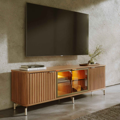 Rack para TV Até 85” 3 Portas com Vidro Reflecta e LED Neon Float 169 cm