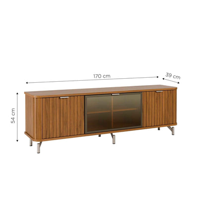 Rack para TV Até 85” 3 Portas com Vidro Reflecta e LED Neon Float 169 cm