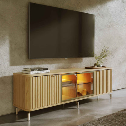 Rack para TV Até 85” 3 Portas com Vidro Reflecta e LED Neon Float 169 cm