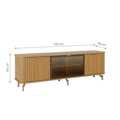 Rack para TV Até 85” 3 Portas com Vidro Reflecta e LED Neon Float 169 cm