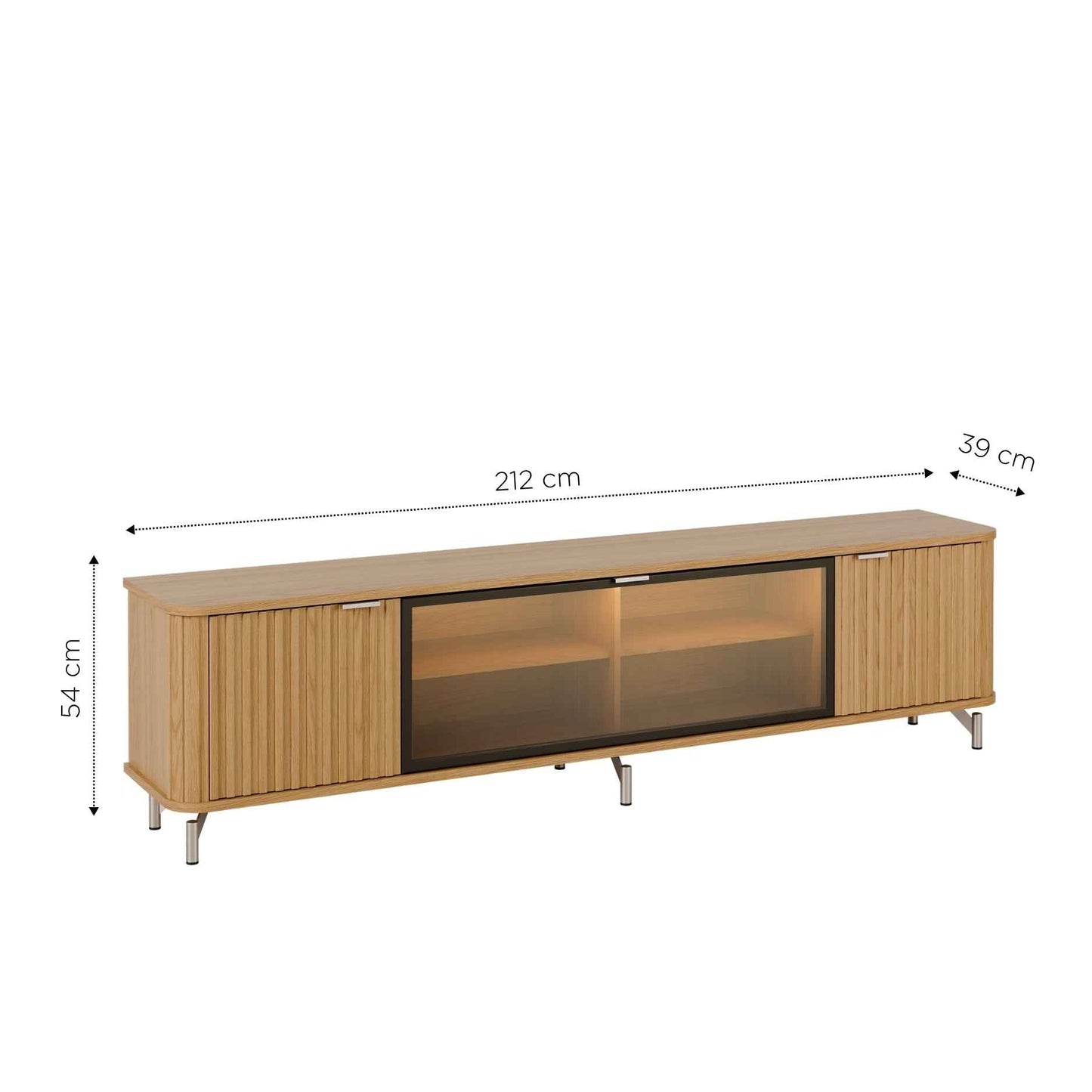 Rack para TV Até 85” 3 Portas com Vidro Reflecta e LED Neon Float 212 cm
