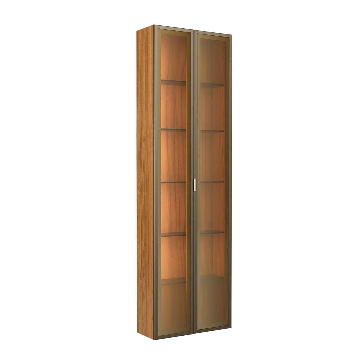 Módulo Cristaleira 2 Portas com Vidro Reflecta com LED Neon Float 56cm - Canella c/ Champanhe