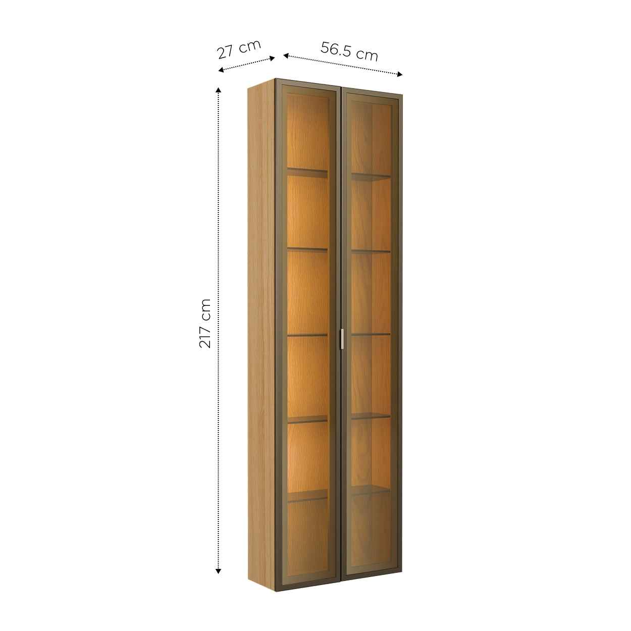 Módulo Cristaleira 2 Portas com Vidro Reflecta com LED Neon Float 56cm